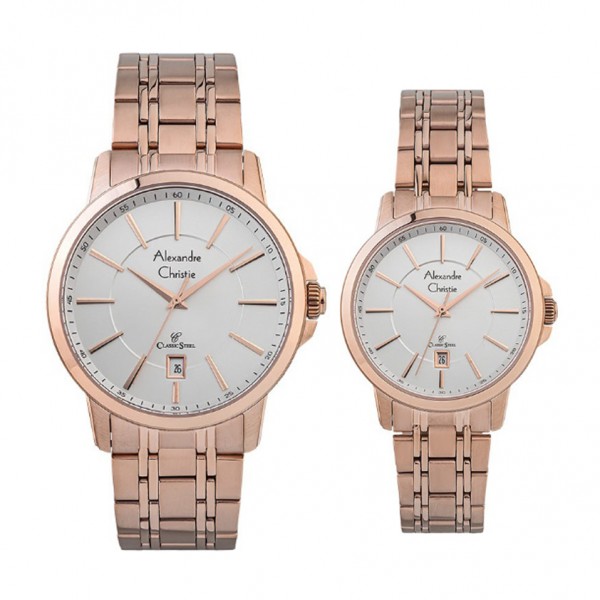 Alexandre Christie AC 8636 Rosegold White Couple